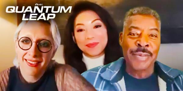 Edited image of Nanrisa Lee, Mason Alexander Park & Ernie Hudson during their Quantum Leap interview
